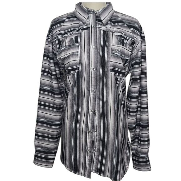 Cowgirl Hardware western shirt medium bedazzled snap button striped long sleeve - Picture 1 of 14